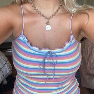 Vintage Rainbow mini dress bodycon striped Y2K